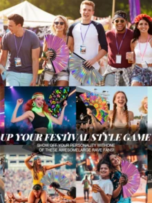 男女通用大型锐舞折叠手扇，女士全息锐舞扇，适用于俱乐部舞会、节日、EDM、音乐节、俱乐部、活动、派对、舞蹈、表演、母亲节礼物、卧室装饰、花园、厨房装饰、夏季、海滩、旅行必备、房间装饰、软萌玩具、毕业季、户外、花园、旅行必备、便携必备、海滩必备、毕业季、毕业典礼、毕业礼物、毕业礼物、毕业礼物、毕业礼物、毕业礼物、祝贺毕业、祝贺毕业、优秀毕业生、毕业典礼、毕业派对、户外必备、旅行便携、徒步旅行必备、露营必备、便携工具、夏季必备、夏季便携 - 彩色 - 查看 5