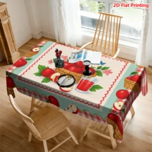 1/20 piezas Mantel con estampado de cesta de manzanas rojas, de poliéster, para picnic, al aire libre, boda, fiesta de cumpleaños, decoración de cocina, decoración del hogar con tema de primavera - Multicolor - Ver 7