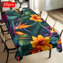 1/20 chiếc khăn trải bàn họa tiết hoa nhiệt đới, chất liệu polyester, dệt, màu sắc tươi sáng, thích hợp cho dã ngoại, cắm trại, đám cưới, sinh nhật, nhà hàng buffet, trang trí nhà cửa mùa xuân. - Nhiều màu - Xem 14