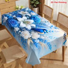 1/20 chiếc khăn trải bàn dệt bằng polyester họa tiết hoa màu xanh dương, thích hợp cho dã ngoại, cắm trại, đám cưới, sinh nhật, nhà hàng, nhà bếp tự phục vụ, trang trí nhà cửa mùa xuân. - Nhiều màu - Xem 2