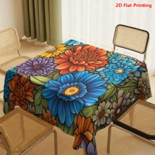 1/20pcs Floral Tablecloth, Colorful Daisy Pattern, Made Of Polyester Fabric, Woven, Suitable For Picnic, Camping, Wedding, Birthday, Buffet Restaurant And Spring Home Decor - Multicolor - View 8