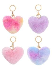 Soft Plush Heart Pendant Mobile Phone Hanger, Personalized Girl's Bag Accessory Plush Heart Keychain, Cute Multi-Color Key Ring, Backpack Wallet, Coin Wallet, Can Be Used As A Bag Accessory, Suitable As A Gift For Girls On Valentine's Day Or New Year's Day. - Multicolor - View 8