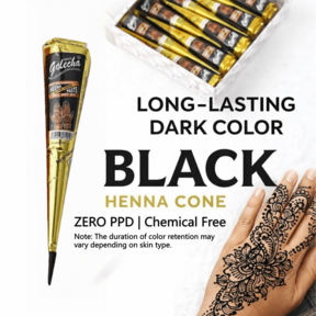 1pc Black Henna Temporary Tattoo Sticker, Semi-Permanent Waterproof Henna Tattoo Sticker, Suitable For Temporary Body Art And Tattoo Design