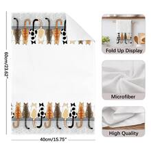 2pcs Minimalist Cute Cat Silhouette Pattern Kitchen Towels, Soft Polyester Material Dish Cloths, Suitable For Kitchen Decor, Cleaning, Holiday Party Decoration, Kitchen & Bathroom Essentials, Home Decor, Housewarming Gift - Multicolor - View 4