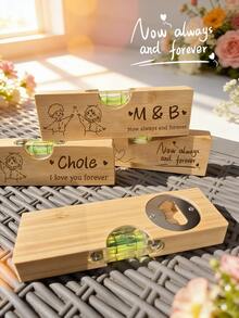 二合一个性化啤酒开瓶器兼木质水平仪，磁性竹制开瓶器，刻有“我爱你胜过一切”，男士最佳礼物，完美适用于爸爸、丈夫、伴郎、婚礼宾客、派对礼品、厨房必备品 - 彩色 - 查看 6