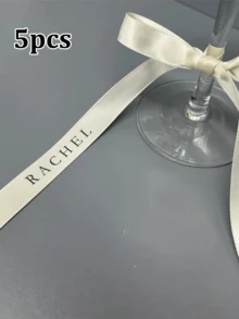 客製化紅酒杯緞帶、婚禮香檳杯蝴蝶結裝飾、緞面姓名標籤、飲品姓名標籤、座位卡，1/5/10件組，派對裝飾，伴娘禮物，婚禮伴手禮 - 彩色 - 查看 11