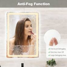 Espejo de baño táctil inteligente cuadrado led, con una tecla táctil de un clic, puede ajustar libremente el brillo, tres tipos de control de temperatura de color y función inteligente de prevención y eliminación de niebla, 70 * 50 cm, montado en la pared, se puede colocar verticalmente o horizontalmente, adecuado para duchas, dormitorios, cosmetos - Blanco - Ver 5