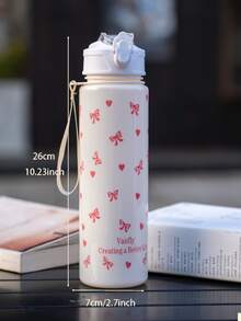 1 pezzo Borraccia da 750ml per bambini, borraccia per studenti, regalo carino per ragazze e ragazzi, tazza con cannuccia, adatta per uso all'aperto, a scuola, sport, ritorno a scuola, laurea, portatile, con decorazioni a fiocco, ciliegia, a forma di cuore - Multicolore - Visualizzare 10