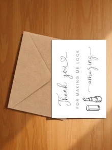 1pc Stylish Lipstick Design Wedding Thank You Card, Suitable For Gifting To Makeup Artist - A - View 4