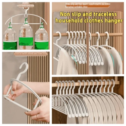 10 piezas/5 piezas/1 pieza Perchas de ropa multicolor, perchas blancas/grises, juegos de perchas, perchas sin costuras, perchas para dormitorio, perchas antideslizantes para el hogar con ángulo anti-hombro, perchas protectoras de prendas, perchas sin costuras para armario, soportes de secado, estantes de ropa, soportes de almacenamiento de ropa para armario, soportes de ropa, estantes de ropa, perchas de almacenamiento, perchas estándar, perchas y organización - Sin deformación, antideslizante - Perfectas para colgar y almacenar ropa en el armario, accesorios de viaje, artículos del hogar necesarios, decoración del hogar.