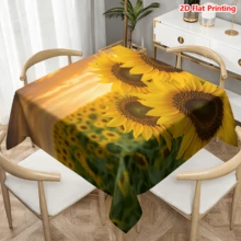 1/20pcs Sunflower Field Tablecloth, Vibrant Sunset Pattern, Polyester Material, Suitable For Outdoor Picnic, Camping, Wedding, Birthday Party, Spring Decor, Home Decor - Multicolor - View 8
