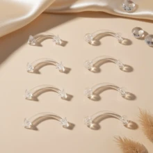 8-10pcs Clear Curved Barbells Retainer 16G Plastic Eyebrow Earring Lip Helix Tragus Rook Bars 6-12 Mm Labret Flexible Retainers Acrylic Bioflex Piercing - Clear - View 1