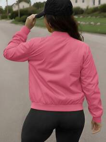 JAMES TENT Chaqueta Bomber Rompevientos Mujer Cortavientos Ultra-Ligera Casual Deportiva con Cremallera, Ideal para Running y Uso Diario - Rosado Sandía - Ver 2
