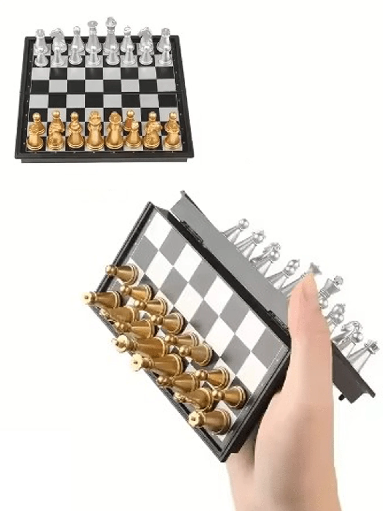 1套磁性国际象棋/飞行国际象棋游戏，小巧可折叠棋盘游戏 - 适合旅行、与亲朋好友聚会、休闲娱乐，也可作为节日礼物 - 彩色 - 查看 1