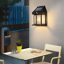 Luces Solares de Pared para Exteriores, Luz LED de Decorativos del Aplique Solar Impermeable, iluminación para Jardín, Patio, Garaje, Porche, Casa - Negro - Ver 5