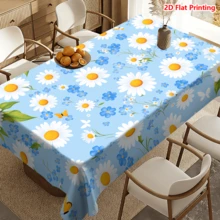 1/20 piezas Mantel con estampado de margaritas y flores azules, estilo primaveral, adecuado para picnic, camping, boda, cumpleaños, decoración de bufé y decoración del hogar - Multicolor - Ver 6