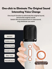 Wireless Microphones, Car Karaoke Microphone With Bluetooth Adapte, Plug And Play Your Current Audio Deice, Gift For Adults, For Singing, Home Party, Car Travel(Two Microphone + One Bluetooth Adapter),Beige - KG02 - View 7