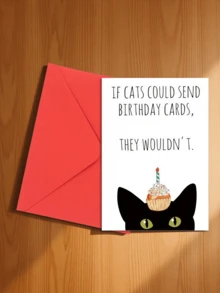 1 张“如果猫咪会寄生日贺卡，但它们不会寄”生日贺卡，附带信封，表达爱意，适合送给朋友、丈夫、男友、妻子、女友、家人、兄弟姐妹、父母、伴侣、同事、同学、爱人和最好的朋友，适合各种场合，例如生日祝福。 - 款式-三 - 查看 5