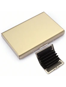 1pc RFID Blocking Stainless Steel Credit Card Holder - Portable Hard Shell Wallet, Suitable For Men And Women, Ideal Gift Choice, Available In Multiple Metal Colors, Modern Minimalist And Practical. - Color - View 2