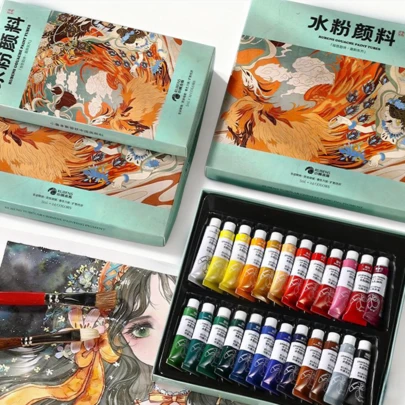 24/12 Colors Rubens Gouache Paint Set, Washable, Professional Tube Paints Suitable For Art Students, Beginners, Schools