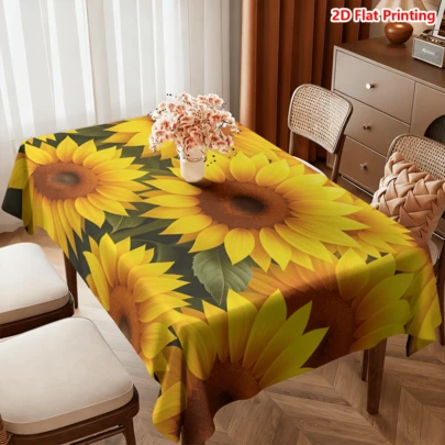 1/20pcs Sunflower Pattern Tablecloth Polyester Fabric Machine Made Vibrant Yellow Design Perfect For Picnics Camping Weddings Birthdays Restaurants Buffets Spring Home Decor