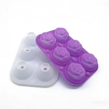 1pc Rose Ice Cube Mold, Silicone Rose Shaped 3D Tray With Freezer Lid, 6-Cavity Easy Release Rose Ice Cube Trays, Kitchenware Ice Cube Maker With Funnel And Clip - Multicolor - View 6