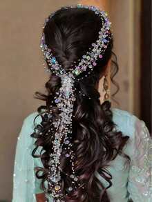 1pc Fashionable & Elegant Colorful Beaded Bridal Hair Accessory - 63431 Fantasy Color - View 1