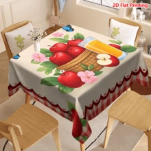 1/20 piezas Mantel con estampado de cesta de manzanas y mariposas, borde a cuadros rojos, tema primaveral, tela de poliéster, tejido, adecuado para picnic, camping, boda, cumpleaños, buffet de restaurante y decoración del hogar - Multicolor - Ver 17