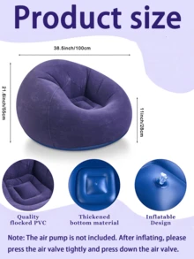1Pc Beanless Bag Inflatable Chair, Air Sofa Outdoor Inflatable Lazy Sofa Chair No Filler, Inflatable Bean Bag Chairs, Foldable Recliner, Outdoor Sofa Bed, Couch Bean Bag Chair, - Perfect For Labor Day, Thanksgiving, Christmas, Father'S Day - 彩色 - 查看 3