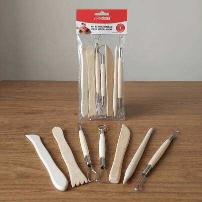 Kit Estecas Para Esculpir Velas Aromáticas Saboaria Artesanal 7 Peças Madeira