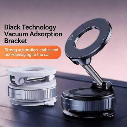 1pc Cross-Border Magnetic Phone Holder With Vacuum Suction Cup For Navigation, Car Mount, Desktop Folding Portable Lazy Person Stand