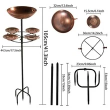 Antique Bronze Metal Dual Tier Bird Bath & Feeder - 5 Bowl Capacity, Rust-Proof, Sturdy Base, Easy Clean Garden Decor For Bird Lovers - 均碼 - 查看 4