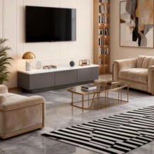 Mueble De TV Gris Con 3 Cajones 120x30x29 CM Para Sala - Gris - Ver 1