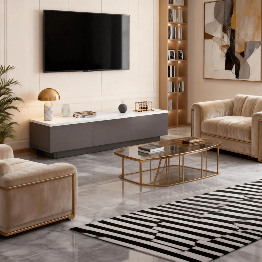 Mueble De TV Gris Con 3 Cajones 120x30x29 CM Para Sala - Gris - Ver 1