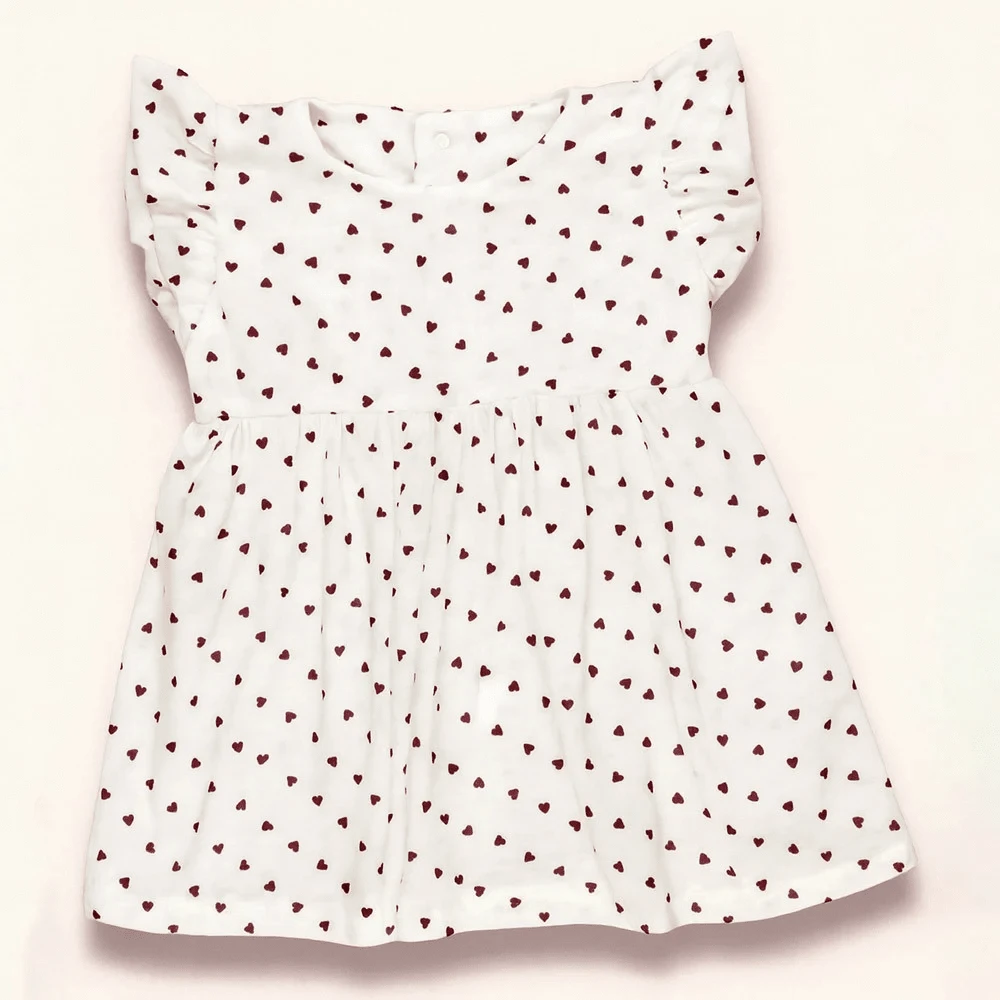 Comfortable And Lightweight Printed Summer Baby Dress - Off White - View 1