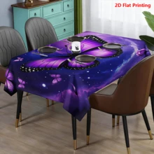 1/20pcs Purple Butterfly Rose Tablecloth, Polyester Outdoor Picnic Camping Wedding Birthday Party Restaurant Self-Service Dinner Spring Home Decor - Multicolor - View 7