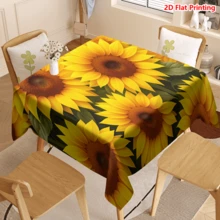 1/20pcs Sunflower Pattern Tablecloth, Made Of Polyester Fabric, Woven, Bright Yellow Design, Suitable For Picnics, Camping, Weddings, Birthdays, Buffets And Spring Home Decor - Multicolor - View 15