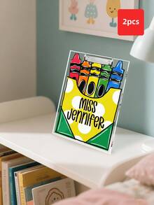 Quadro branco personalizado para professores (1-2 unidades), com nome do professor, material escolar e decoração de sala de aula para as festas de fim de ano, disponível em 3 tamanhos, presente ideal para professores iniciantes e veteranos, alunos e pais, especialmente indicado para o período de volta às aulas. - Multicolorido - Ver 17
