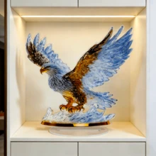 1pc New Acrylic Flat Decorative Plaque With Spreading Wings Eagle, Home/Office Desk Foyer Decor, Soaring Eagle Ornament, Business Opening Gift, Office Desk Prosperity Decor, Auspicious Meaning Of "Soaring To Success", Elegant Decoration To Upgrade Living Room And Office, Also A Suitable Housewarming Or Business Opening Gift - White - View 7