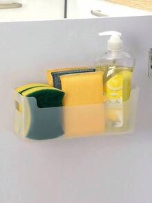 1/2pcs Kitchen Wall Mount Storage Box, Cabinet Door Mounted Plastic Food Bags & Cleaning Supplies Organizer, No Drill Required - Clear - View 9