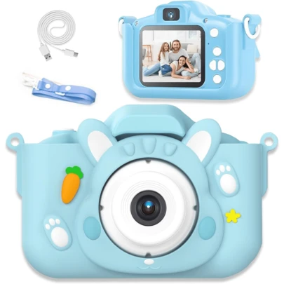 1080P高清4800万像素儿童相机，多种可爱滤镜，视频录制，多种游戏，是送给男孩/女孩的理想生日礼物