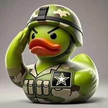 1pc Resin Crafted Saluting Duck Figurine, Suitable As Home, Office Desk, Or Display Window Decoration Gift - Multicolor - View 1