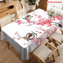 1/20pcs Sakura Tablecloth, Spring Floral Pattern, Made Of Polyester Fabric, Woven, Suitable For Picnic, Camping, Wedding, Birthday, Buffet Restaurant, Home Decor - MultiWarna - View 12