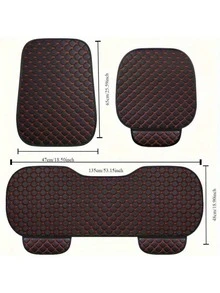 1pc Comfortable PU Leather Car Seat Cushion, Star Embroidered Rear Bench Pad, Backless Anti-Slip Universal Car Seat Cover - Back Row - View 5