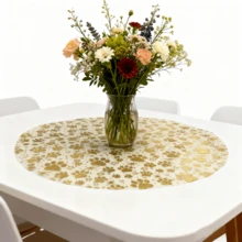 60pcs/120pcs Star And Cute Footprint Pattern, Gold Foil Round Disposable Placemats, Suitable For Wedding Celebration, Birthday Party, Graduation Ceremony, Holiday Home Decor, Indoor And Outdoor Dining, Tabletop Protection, Kitchen Dining Table Decor, Holiday Decoration, Tableware Accessories - Gold - View 12