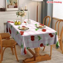1/20pcs Cherry Pattern Pink Plaid Tablecloth, Polyester Fabric, Woven, Suitable For Picnic, Camping, Wedding, Birthday, Buffet Restaurant And Spring Home Decor - Multicolor - View 5