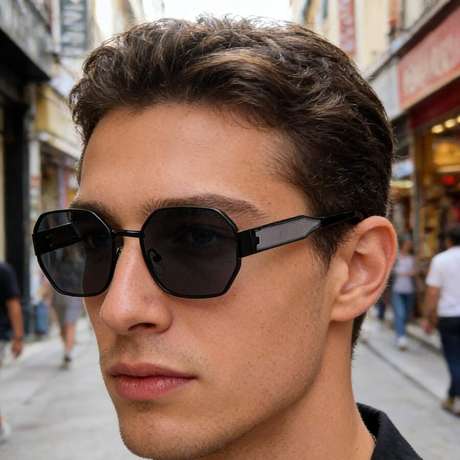 1pc Men's Fashionable Elegant High-End Fashion Glasses - Black - View 1