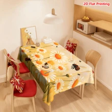 1/20pcs Tablecloth Set, Daisy And Bee Pattern, Spring Theme, Made Of Polyester Fabric, Woven, Suitable For Picnic, Camping, Wedding, Birthday, Buffet, Home Decor - Multicolor - View 5
