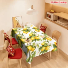 1/20pcs Lemon Floral Pattern Polyester Tablecloth, Woven, Spring Theme, Suitable For Outdoor Picnic, Camping, Wedding, Birthday, Restaurant Dining, Home Decor - Multicolor - View 5