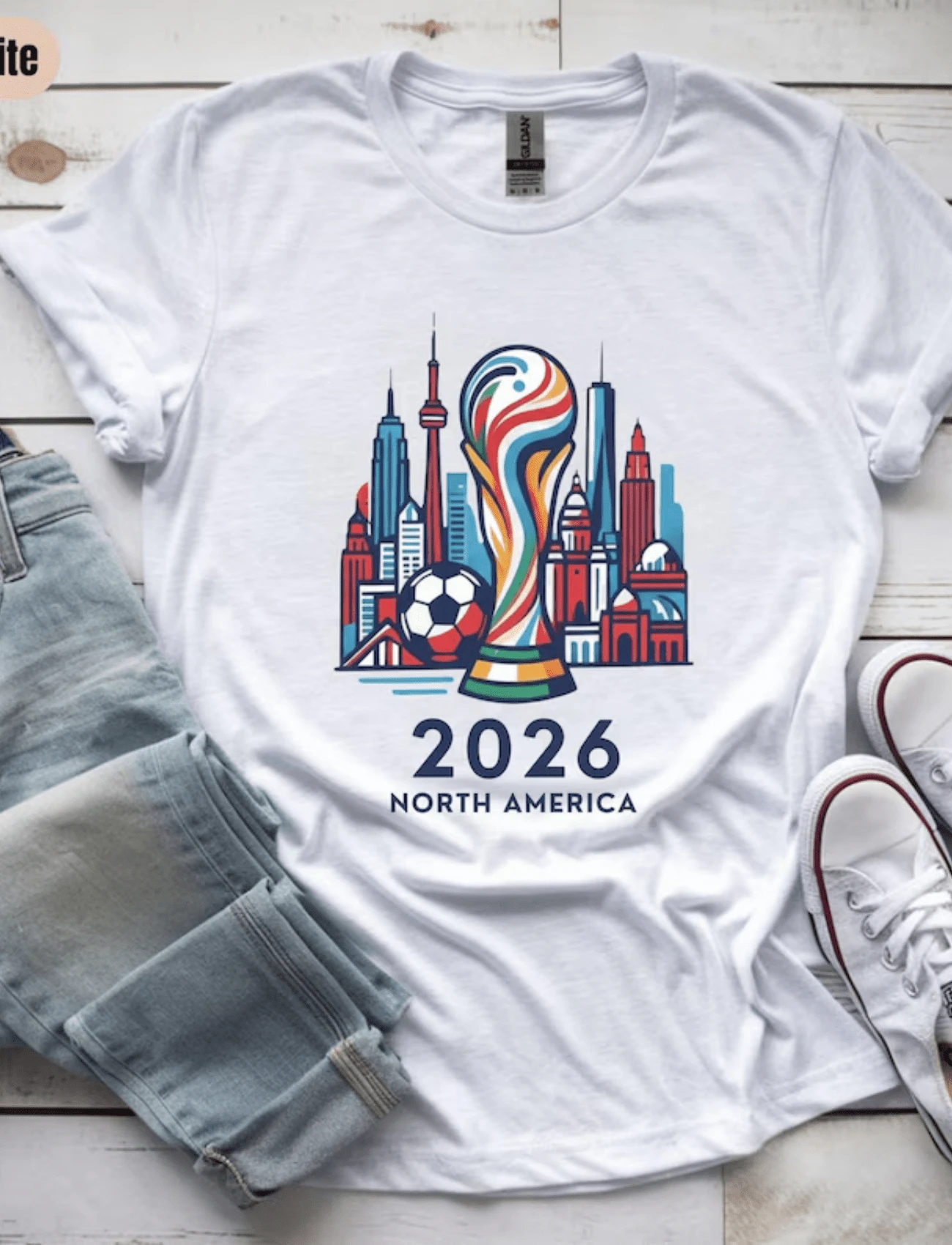 World Cup Shirt, USA World Cup Shirt, Soccer Fan Gift Shirt, Sports Apparel, Kids World Cup 2026 T-Shirt, Soccer Shirt, 2026 World Cup Tee - 白色 - 查看 1